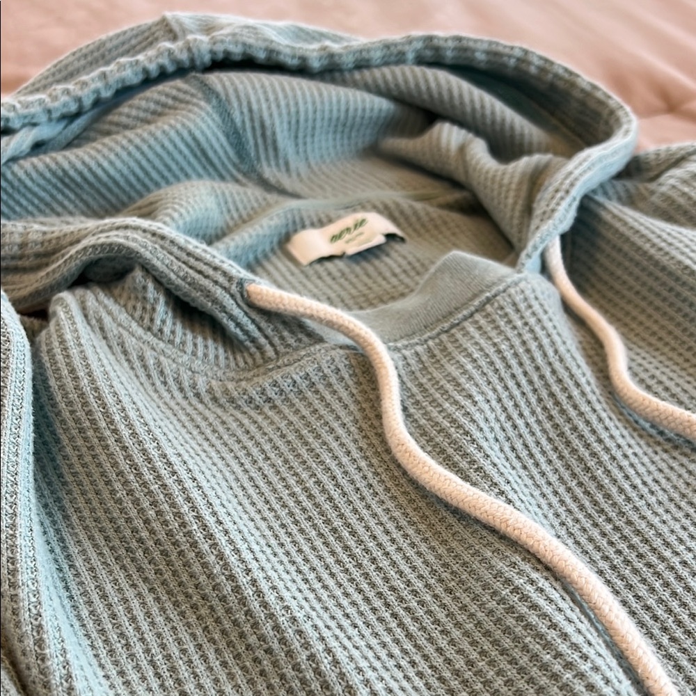 Oversized Aerie mint green Waffle Knit Hoodie - Picture 3 of 4